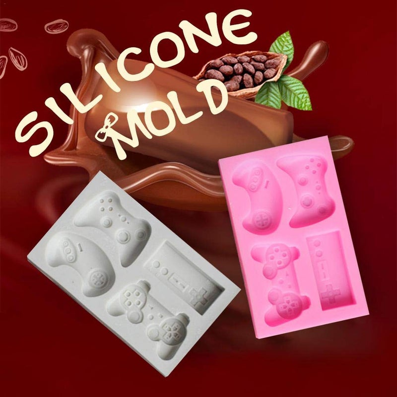 HiParty 2Pcs Game Controller Cake Fondant Mold - Video Game Gamepad Silicone Chocolate Candy Mold for Cupcake Topper Decoration Game Theme Party Ideas Favors Supplies - Image 2